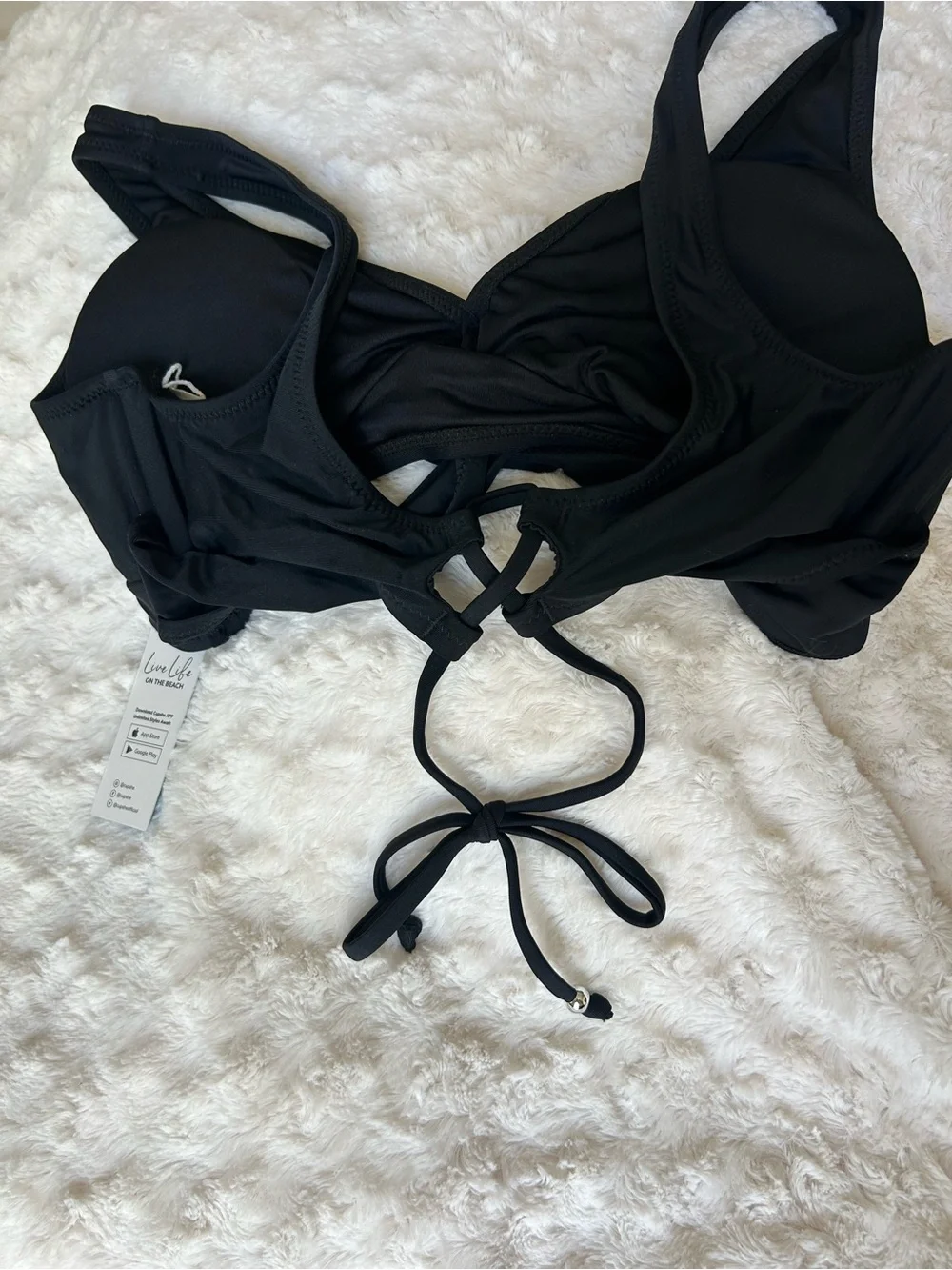Cupshe Black Wrap-Front Bralette Bikini Top